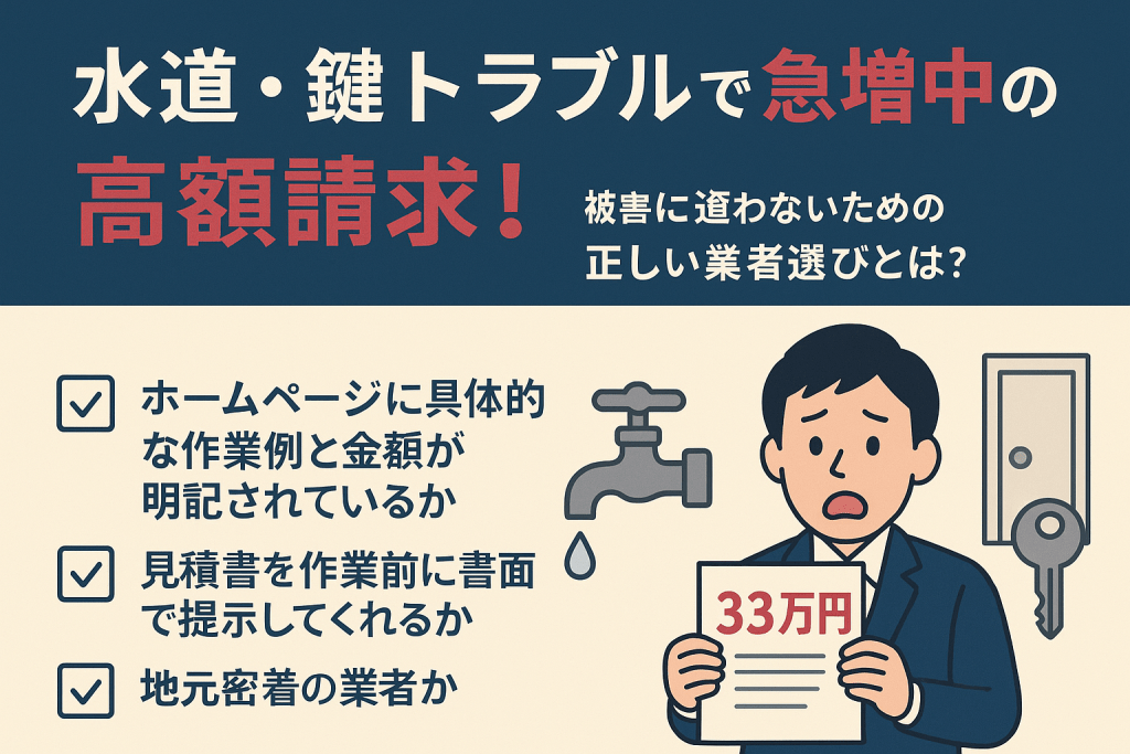 【注意喚起】水道・鍵トラブルで急増中の高額請求!被害に遭わないための正しい業者選びとは?|ジントク水道