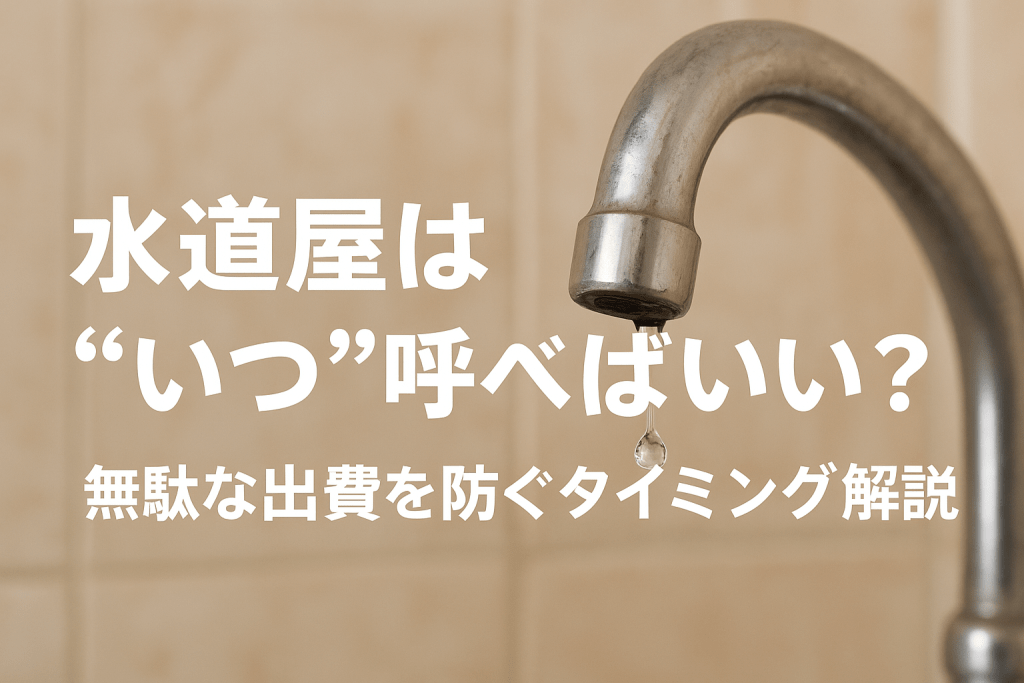 水道屋は“いつ”呼べばいい？｜無駄な出費を防ぐタイミング解説【プロが教える判断基準】