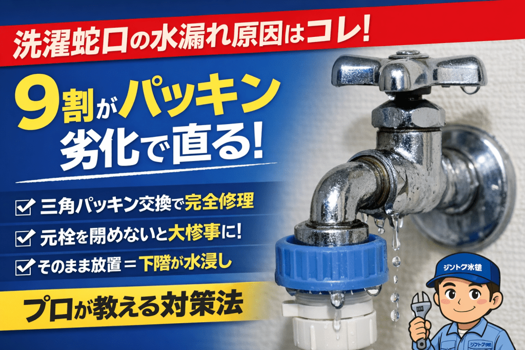 【水道屋が実録】洗濯機の蛇口から水漏れする原因｜9割はパッキン劣化で直ります