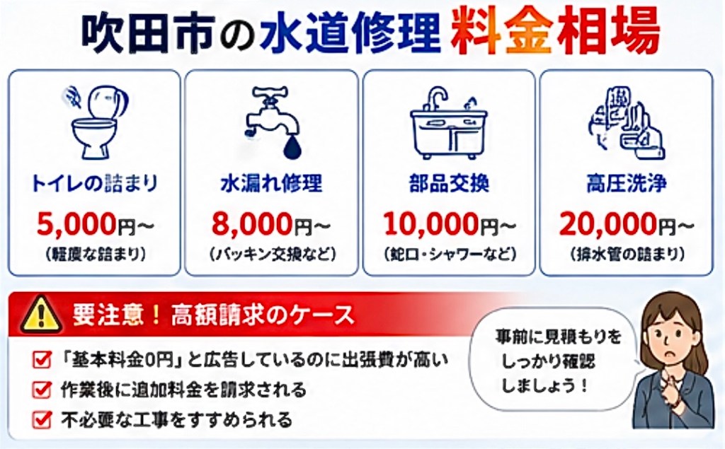 吹田市の水道修理の料金相場