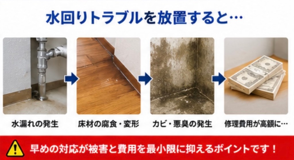 水回りのトラブルを放置すると。。。