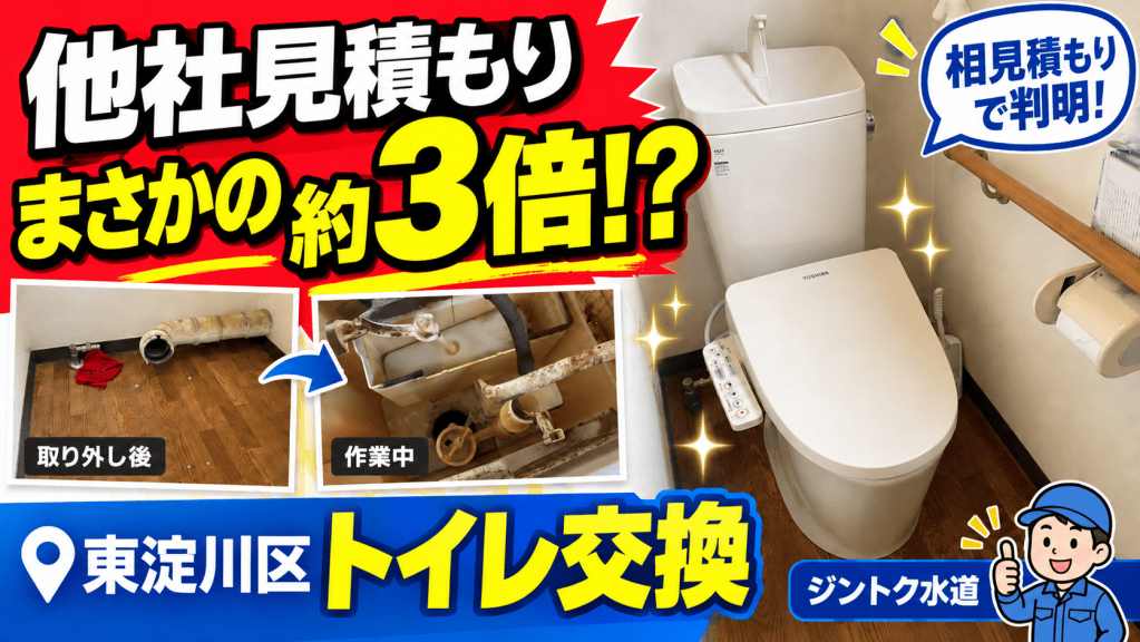 大阪市東淀川区でトイレ交換｜他社見積もりと比較すると約3倍の価格差がありました